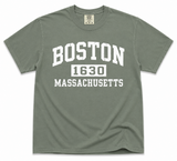 Classic Comfort Colors Boston 1630 Massachusetts T-Shirt, designed with a timeless collegiate look and soft, lived-in feel. Printed on premium Comfort Colors garment-dyed cotton. Perfect Boston souvenir tee.