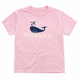 Boston whale kids t-shirt in light pink with playful whale graphic