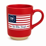 Red matte sandstone mug with 250 Years 1776-2026 design and American flag "We The People" graphic.