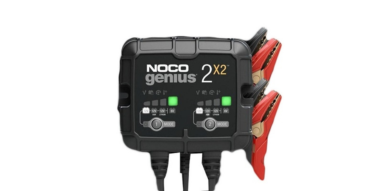 NOCO GENIUS2X2, 2-Bank, 4A (2A/Bank) Smart Car Battery Charger, 6V/12V Automotive Charger, Battery Maintainer, Trickle Charger, Float Charger and