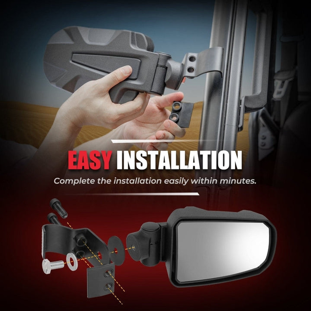 Enhance Your Ride with Kemimoto Side Mirrors for Polaris General 1000