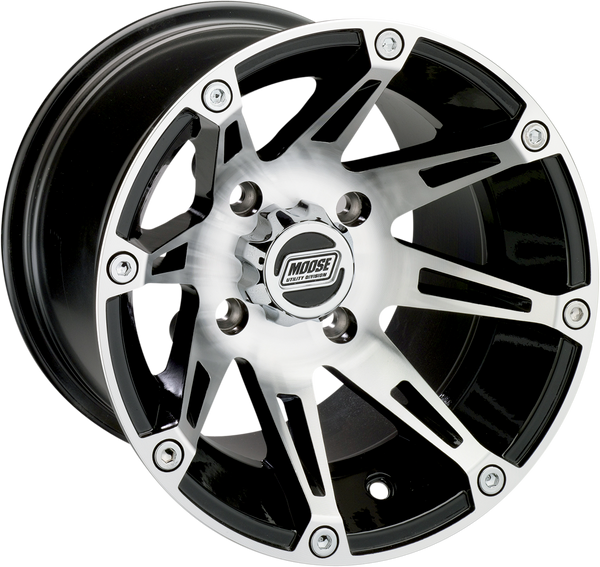 Polaris General Aluminum Rear Wheel (387M 14X8 4/156 4+4) Black Chrome Silver by Moose