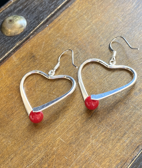 Pinchable Heart & Coral Earrings