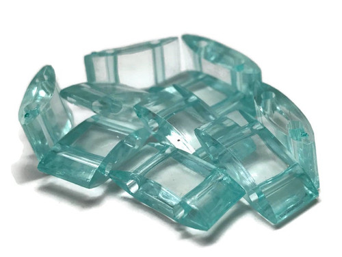 Transparent Acrylic Carrier Beads, Multi-Strand Links, Two Hole Carrier Beads, Rectangle, 17x9x5mm, Hole: 2mm, Aqua