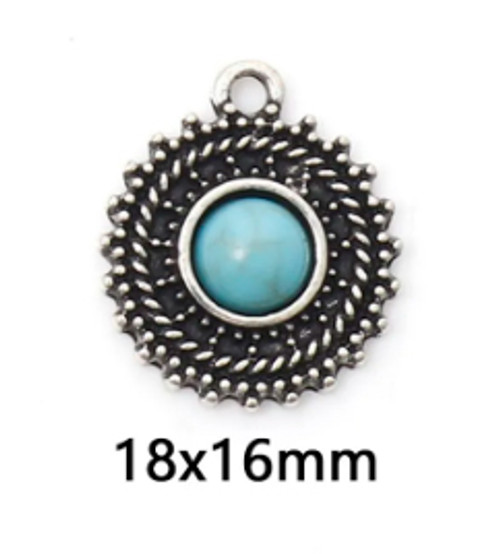 Boho Pewter / Turquoise (Resin) Charm - 321