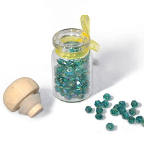 3mm Thunderpolish Crystal BiCone in Bottle - 144 Pieces - Green Zircon AB