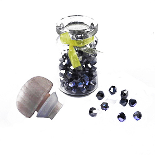 3mm Thunderpolish Crystal BiCone in Bottle - 144 Pieces - Half Jet / Half Silver