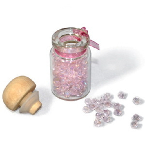 3mm Thunderpolish Crystal BiCone in Bottle - 144 Pieces - Rosaline AB