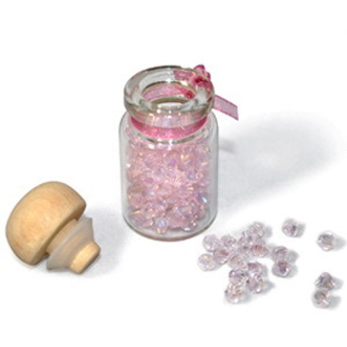 4mm Thunderpolish Crystal BiCone in Bottle - 144 Pieces - Rosaline AB