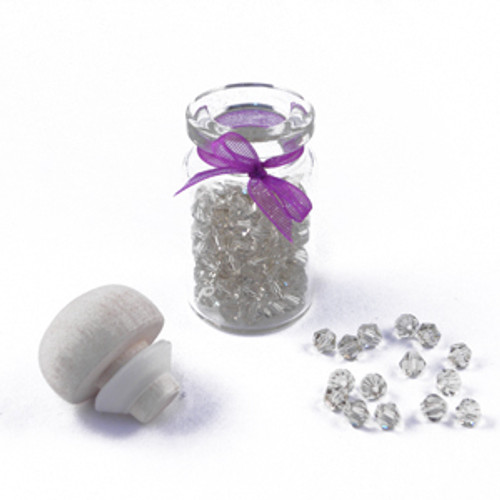 4mm Thunderpolish Crystal BiCone in Bottle - 144 Pieces - Silver Champagne