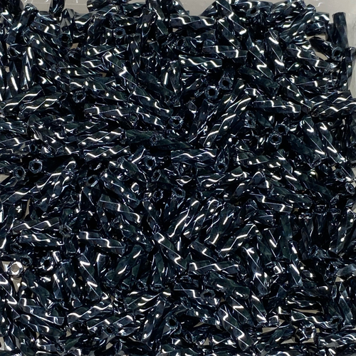 6mm Japanese Spiral Bugles - Color 451 - Metallic Hematite