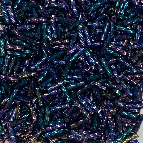 6mm Japanese Spiral Bugles - Color 454A - Metallic Purple Iris