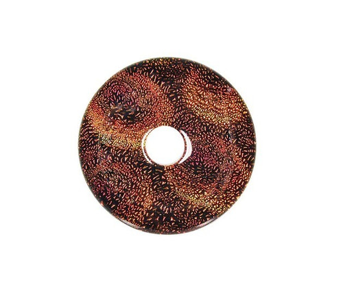 Dichroic Donut Pendant - Black / Copper Dots