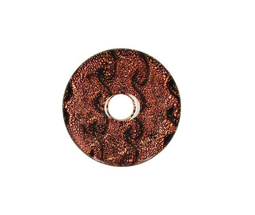 Dichroic Donut Pendant - Brown Copper Swirls