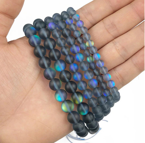 Mermaid Glass Beads - Matte Navy Blue