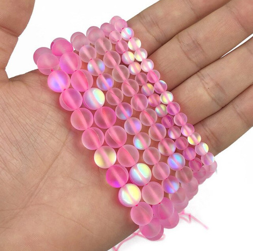 Mermaid Glass Beads - Matte Pink Mermaid Glass Beads - Matte Pink
