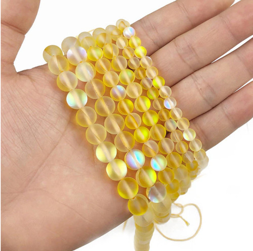 Mermaid Glass Beads - Matte Yellow Mermaid Glass Beads - Matte Yellow