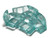 Transparent Acrylic Carrier Beads, Multi-Strand Links, Two Hole Carrier Beads, Rectangle, 17x9x5mm, Hole: 2mm, Aqua