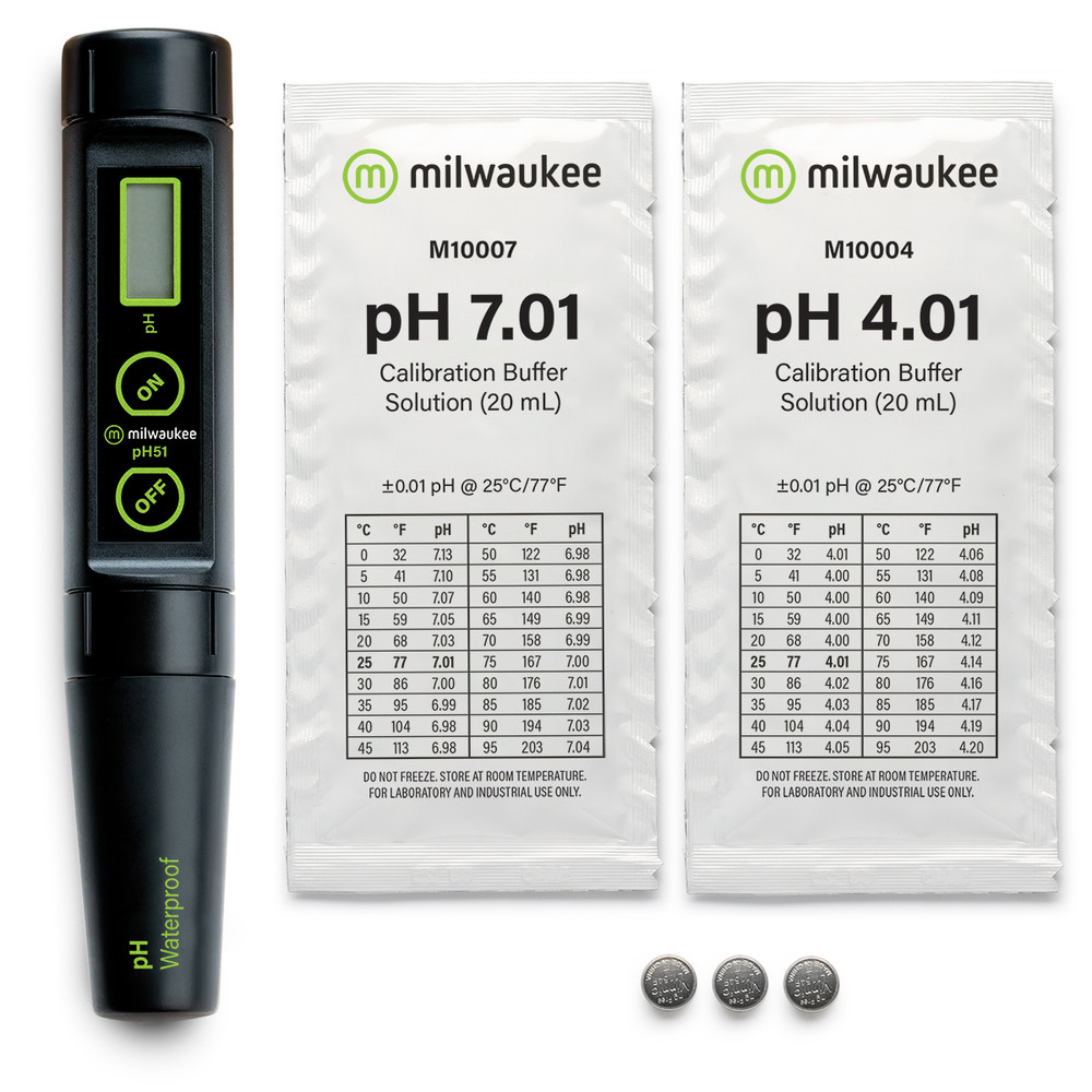 Milwaukee PH56 PRO Waterproof 2-in-1 pH Tester with Thermometer and  Replaceable Probe
