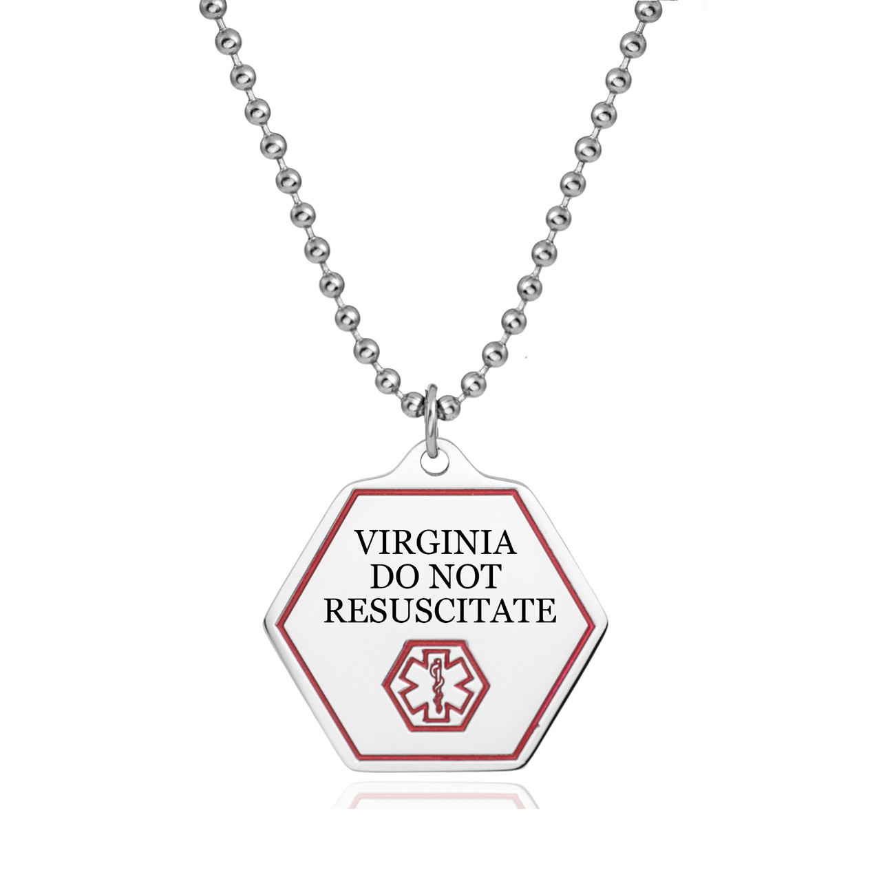 DO NOT DO 10coin pendant 美品 Virginia DNR Medical Alert Stainless Necklace 24 - 30 inch