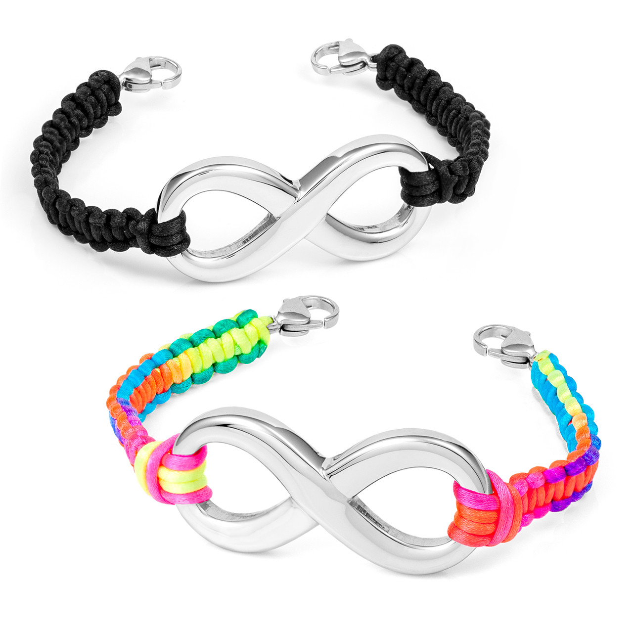 Infinity Macrame Double Clasp Bracelets for Medical ID Tags