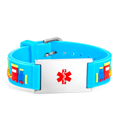 Blue Train Medical ID Bracelet for Boys or Girls