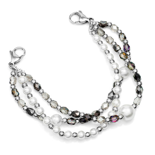 Deep Purple Bead and Pearl Stretch Bracelet for Medical Tags
