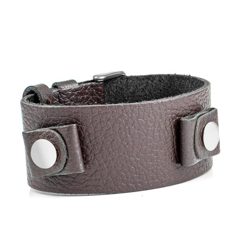 SM Genuine Brown Leather Strap for Big ID Tag 6 - 7 1/2 Inch