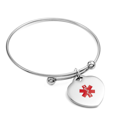 Sweet Heart Bangle Medical ID Bracelet