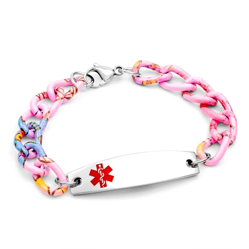 Pink Aluminum Medical Bracelet
