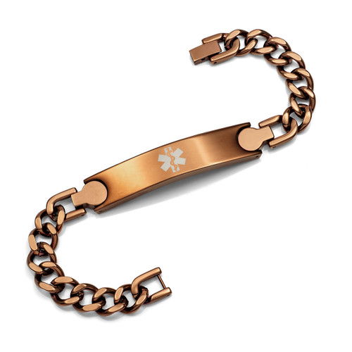 Dark Copper Color Link Medical Bracelet