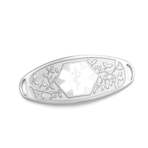 Fancy 3D Medical ID Tag with White Symbol Stainless
