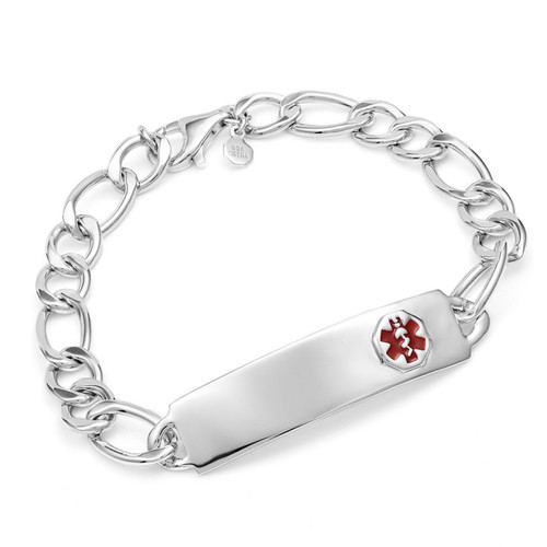Sterling Silver Figaro Medical Alert Bracelet for Men