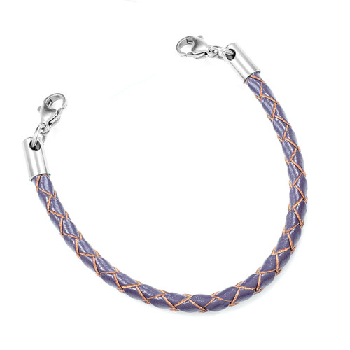 Purple Leather Bracelet for Medical Tag