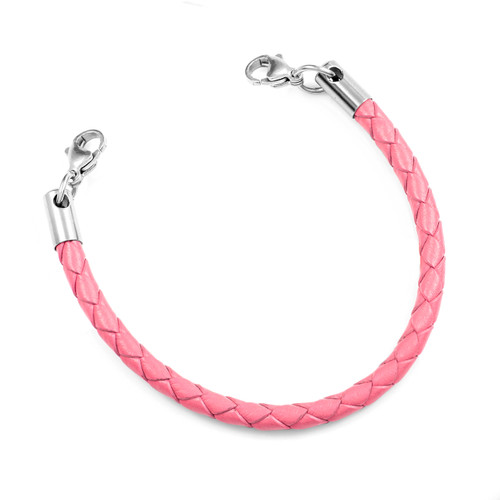 Pink Leather Bracelet for Medical Tag