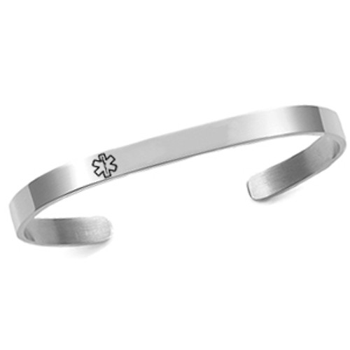 Silver Rhodium Medical ID Cuff Bracelet Small Silver Rhodium Medical ID Cuff Bracelet Small