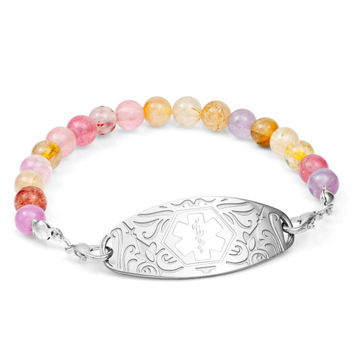 Shades of Pastel Crystal Beaded Medical Bracelet for Women