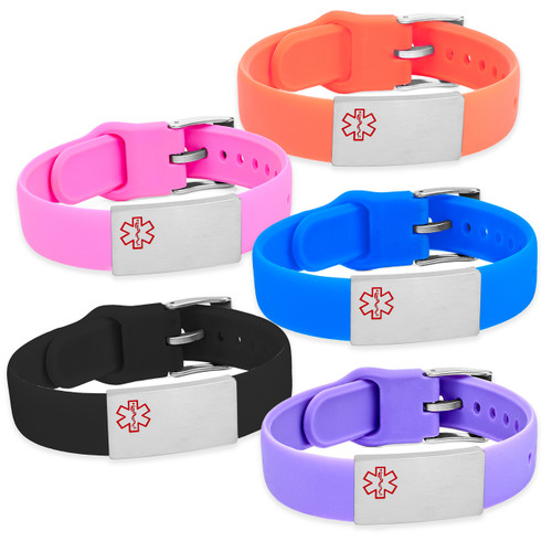 Adjustable Soft Silicone Medical Alert Bracelets