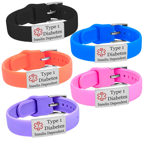 Adjustable Silicone Diabetes Medical Alert Bracelet