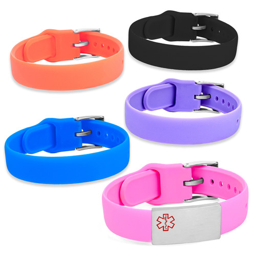 Full Set Adjustable Silicone Medical Alert Bracelets Full Set Adjustable Silicone Medical Alert Bracelets