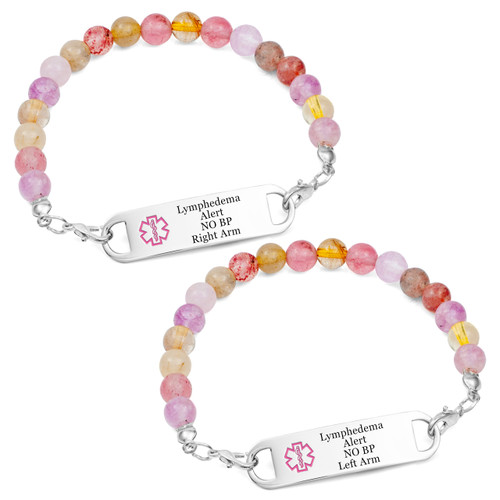 Pretty Pink Crystal Beaded Lymphedema Bracelets