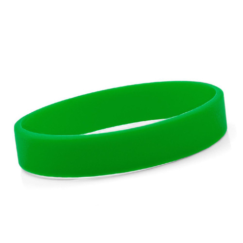 Medium Green Silicone Bracelet-HKW1152, image of a smooth, round, medium-sized green silicone bracelet isolated on a white background.