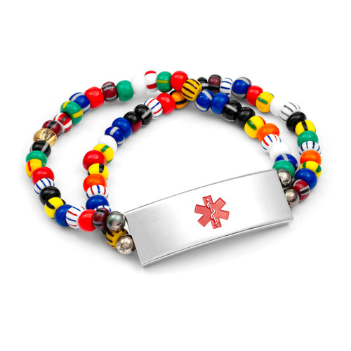 Colorful Double Strand Stretch Beaded Medical Bracelet