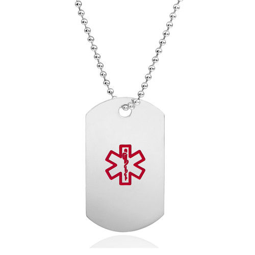 Stainless Large Medical Dog Tag Necklace