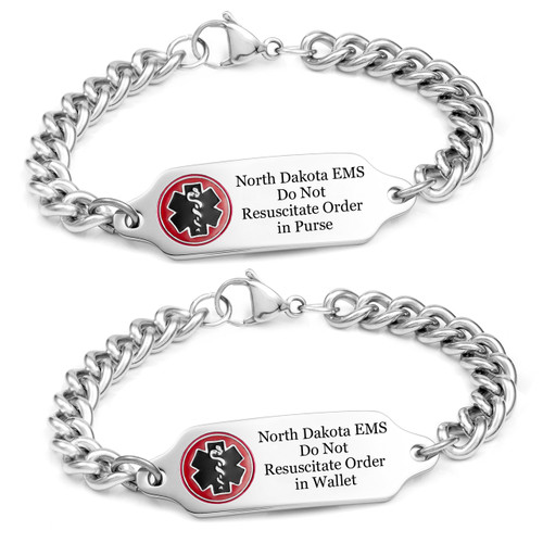 North Dakota EMS Do Not Resuscitate Bracelet - DNR in Wallet or Purse