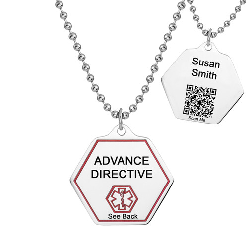 Advance Directive Pendant with QR Code for Instant Access