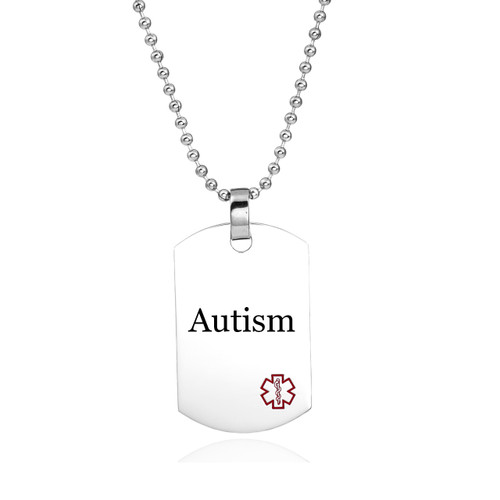Stainless Steel Autism Medical ID Dog Tag