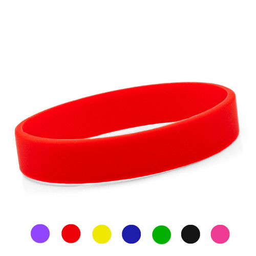 Silicone Bracelets AAA7333C, a variety of colorful silicone wristbands in red, purple, yellow, blue, green, black, and pink colors.