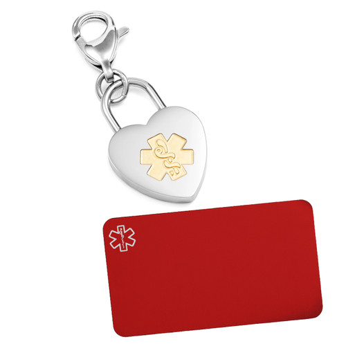 Medical Charm with Gold Symbol plus Engraved Wallet Card
