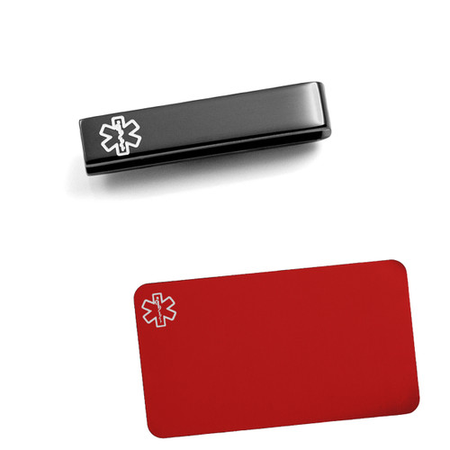 Black Medical Tag for Watch plus Engraved Wallet Card